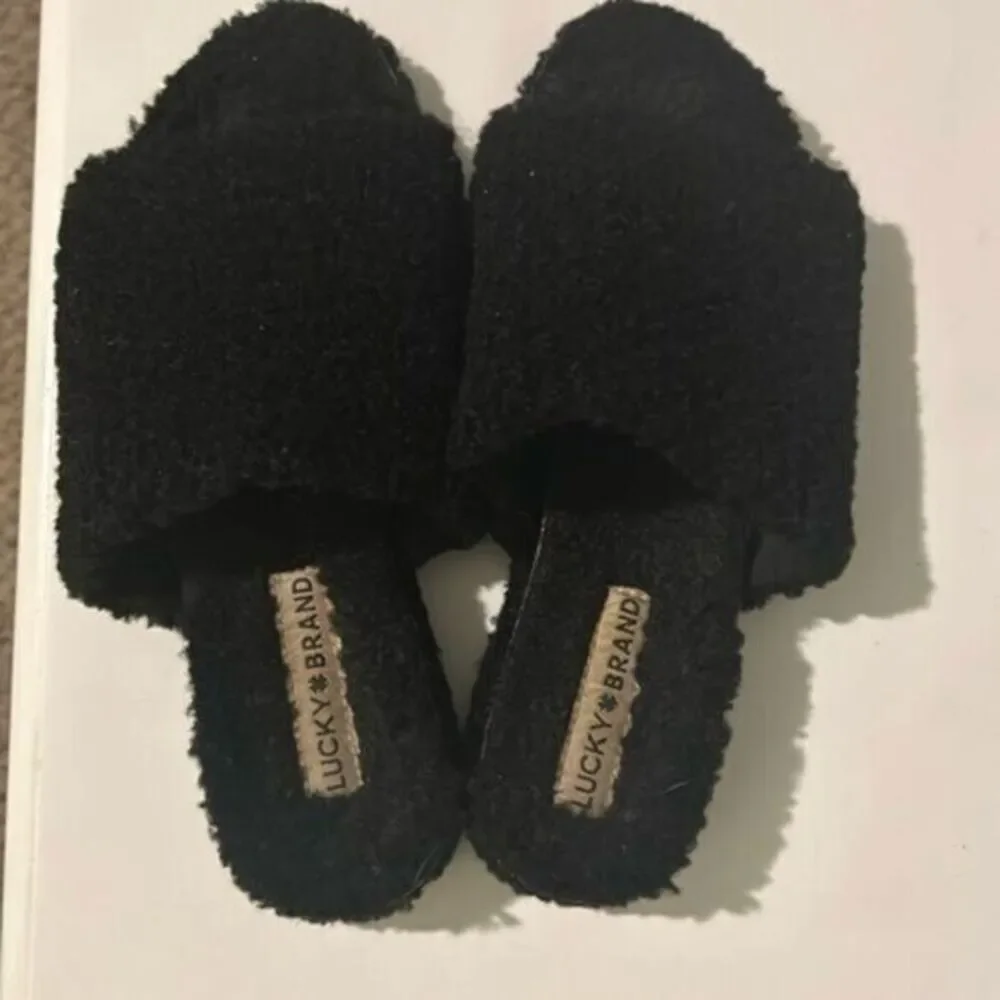 Lucky Brand Gadini Woman’s faux shelling open toe slide slippers black size 7 - Picture 1 of 6